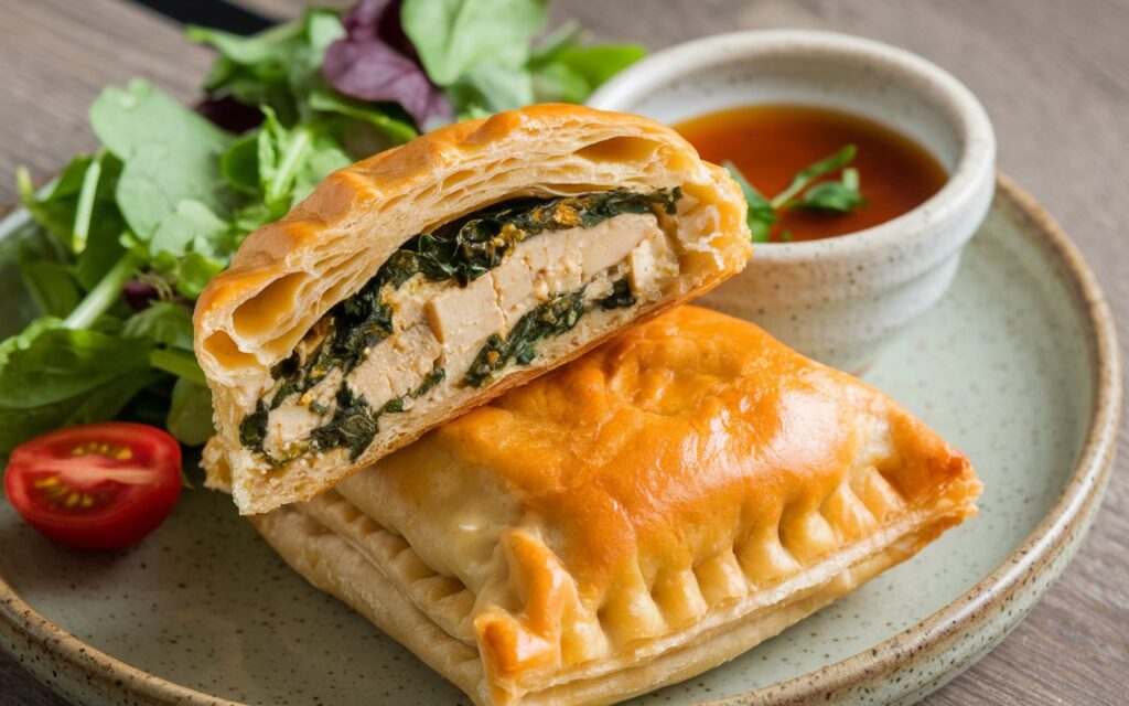 Great vegan pastry pocket stuffed with crumbled Great vegan pastry pocket stuffed with crumbled