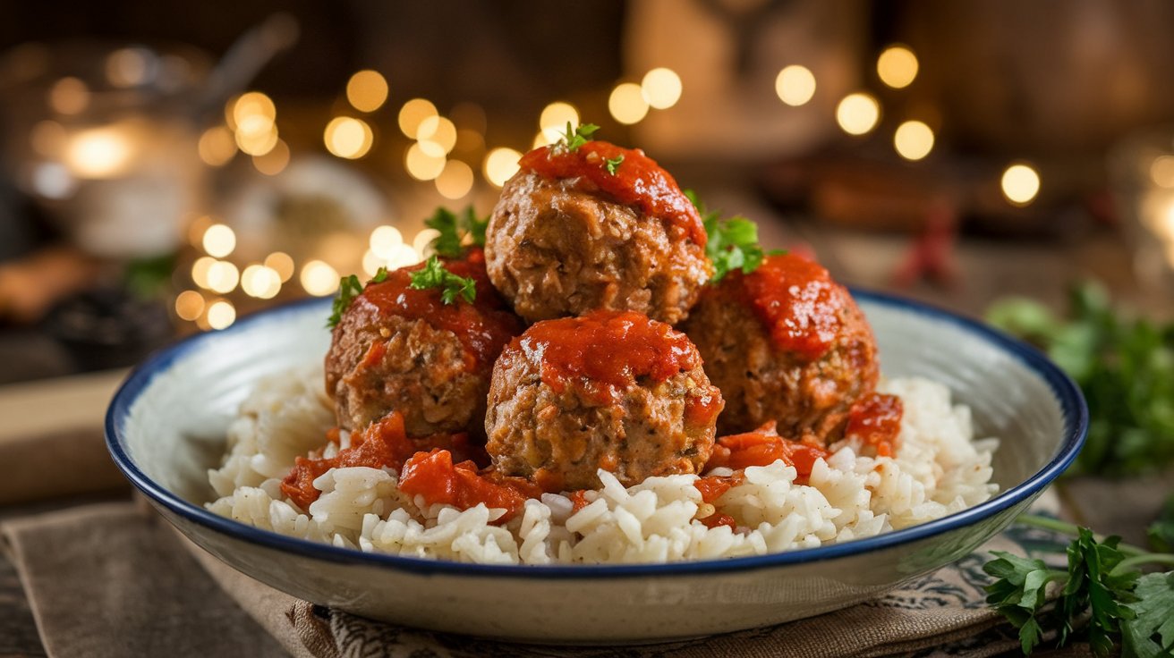 Meatballs and rice