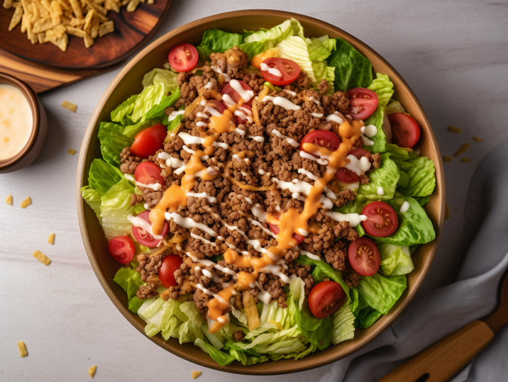 Crispy Rice Cheeseburger salad