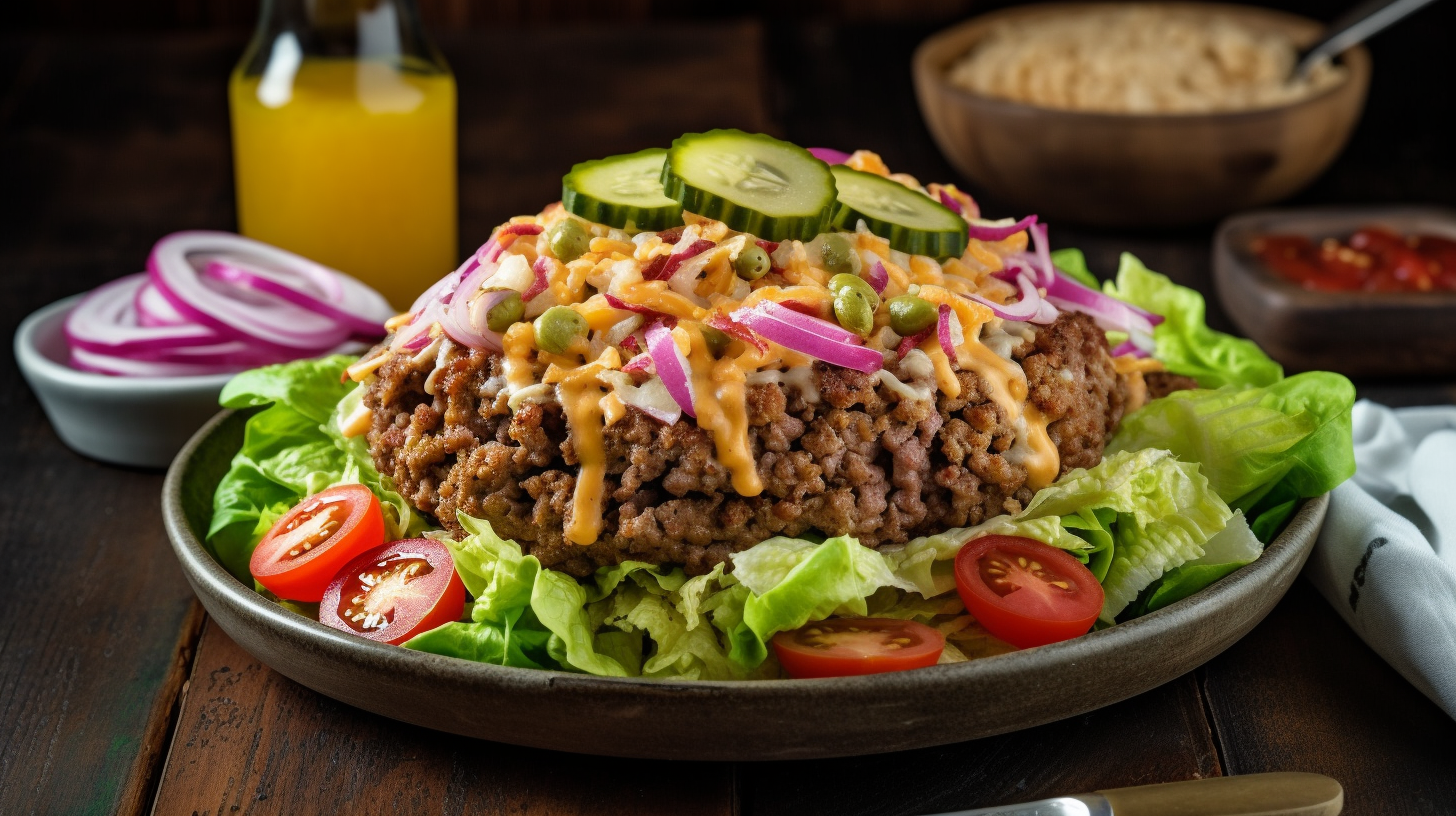 Crispy Rice Cheeseburger salad