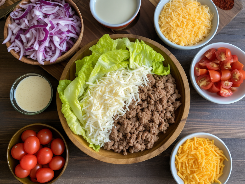 Crispy Rice Cheeseburger salad