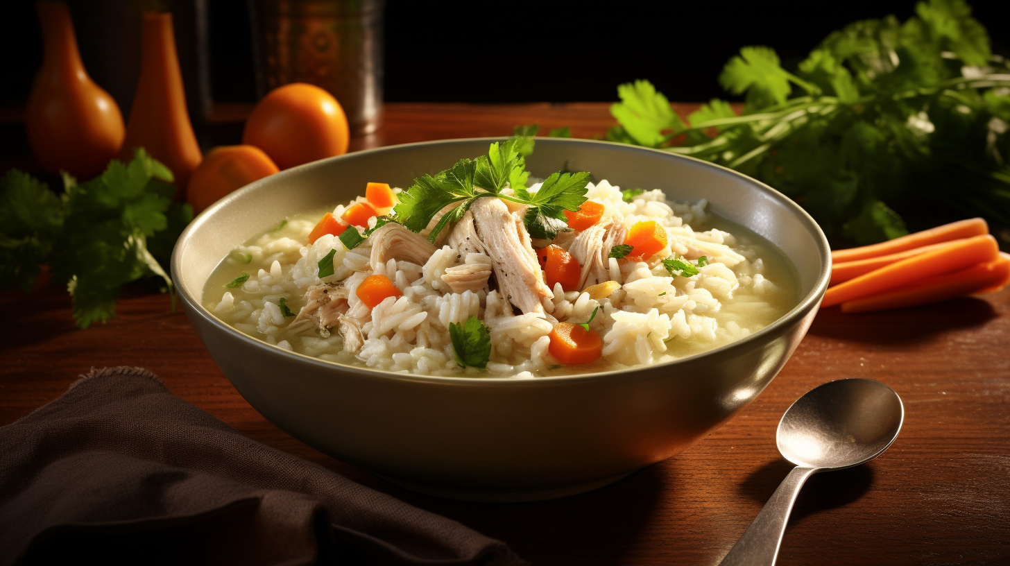 A bowl of hearty chicken and rice