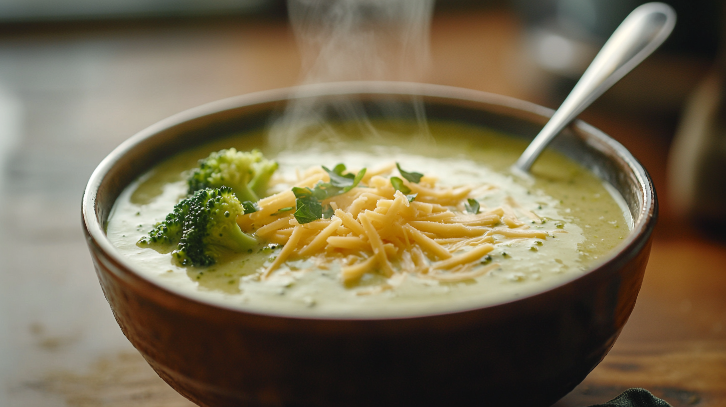bowl of creamy broccoli cheddar