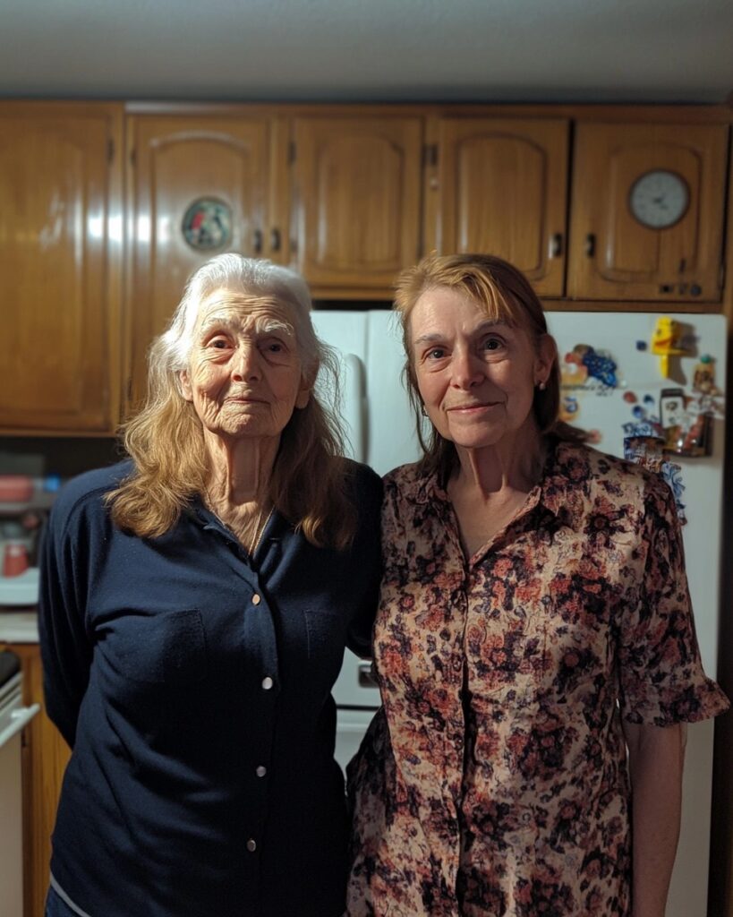 My mom with my grandma cooking recipes