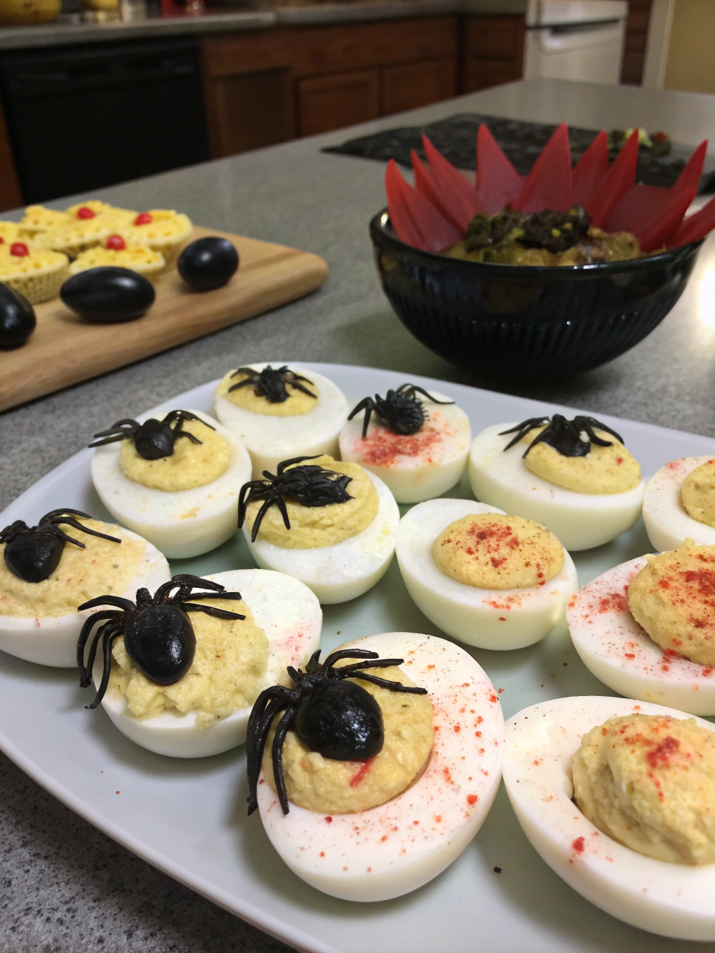 Creepy Deviled Eggs preparing steps