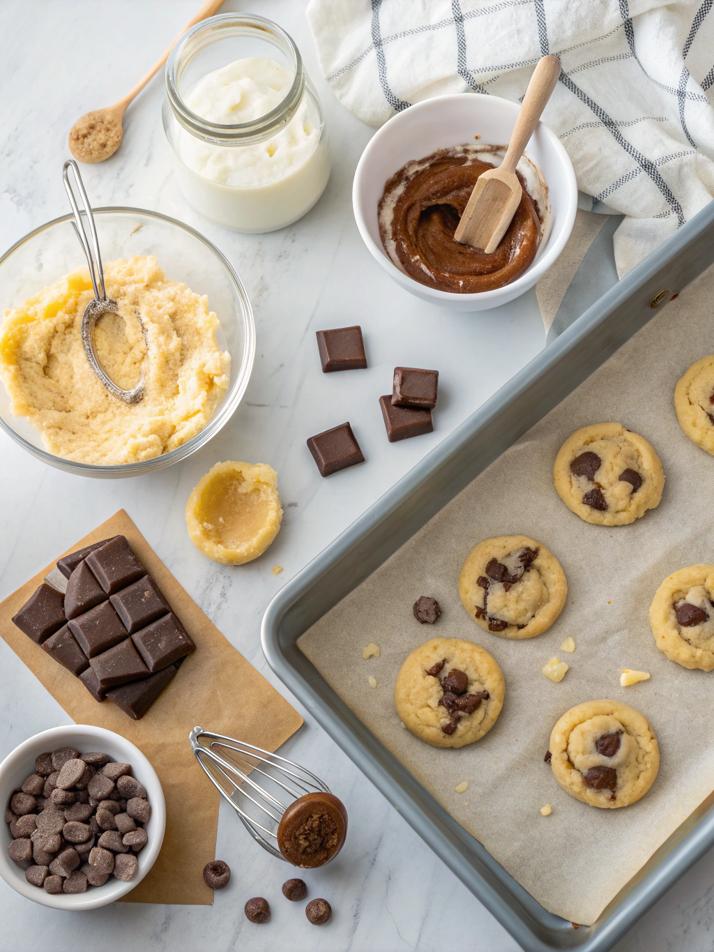 Milk Chocolate Stuffed Cookies preparing steps