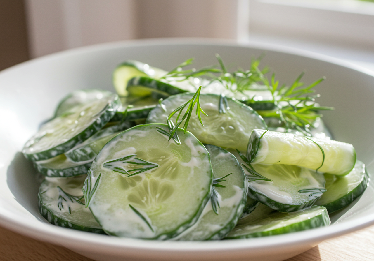 Creamy Cucumber Salad with Dill Creamy Cucumber Salad with Dill: Best Recipe Ever