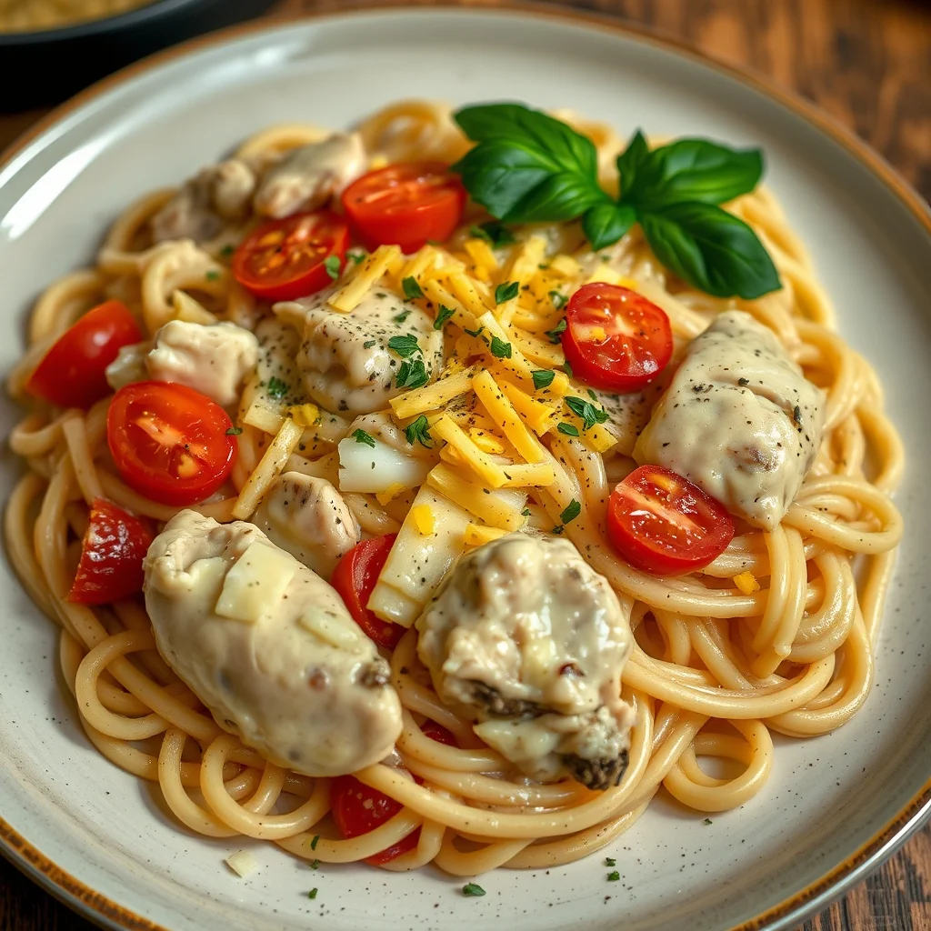 Crockpot Chicken Spaghetti