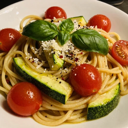 Tomato Basil Zucchini Pasta