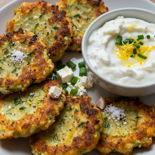 Zucchini Fritters with Yogurt Dip