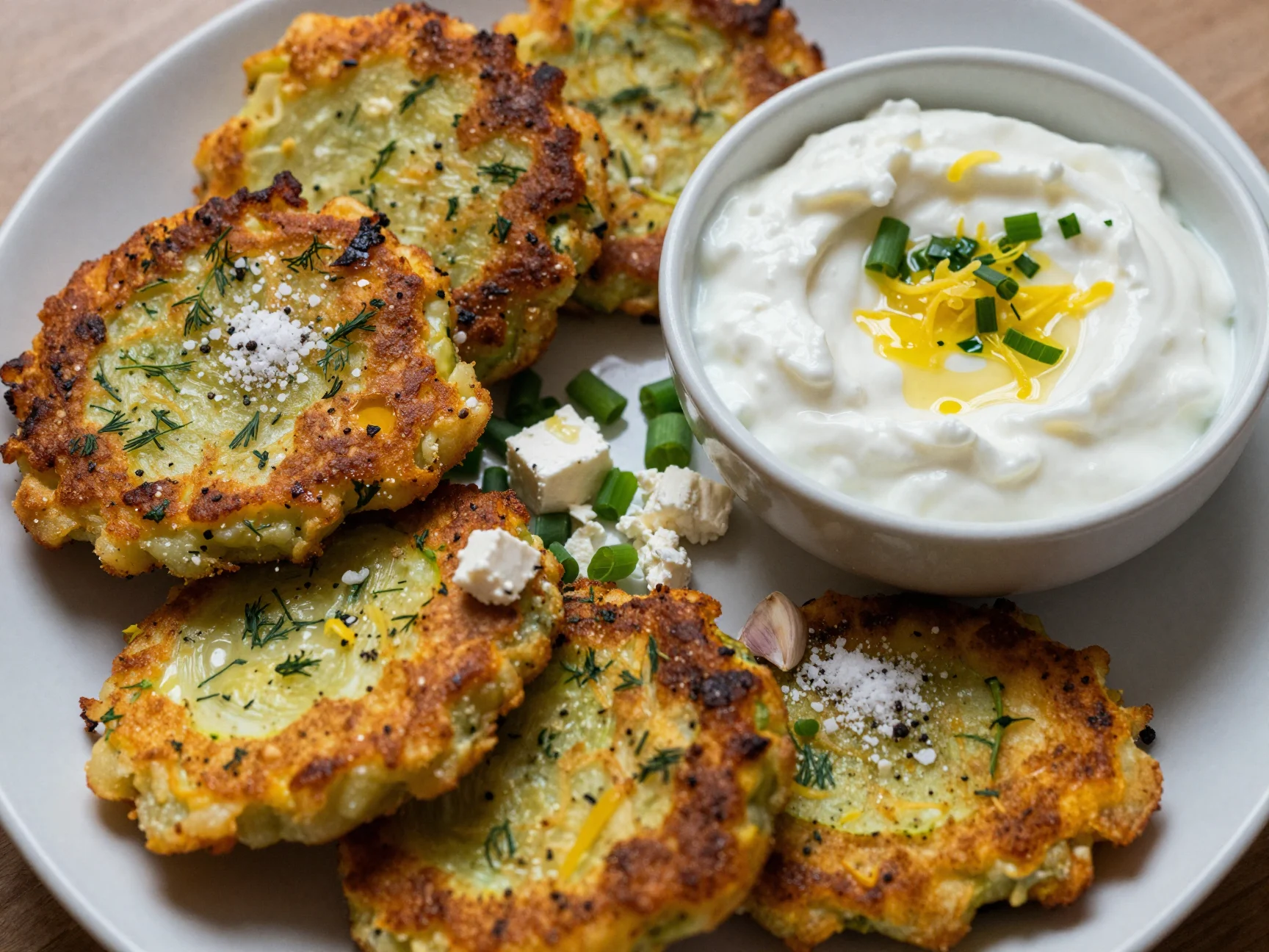 Zucchini Fritters with Yogurt Dip