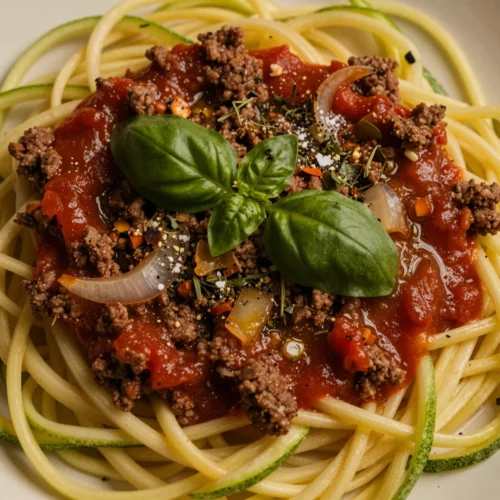 Zucchini Noodles with Meat Sauce