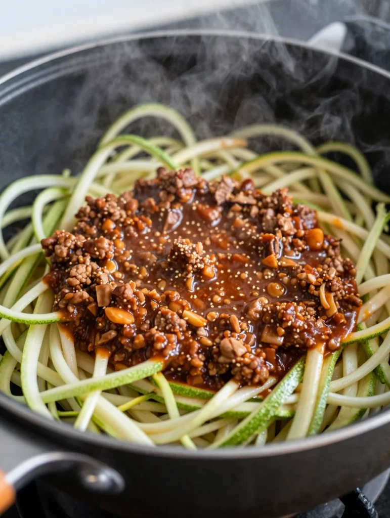 Zucchini Noodles with Meat Sauce